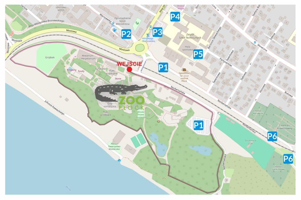 Mapa parkingów przy ZOO